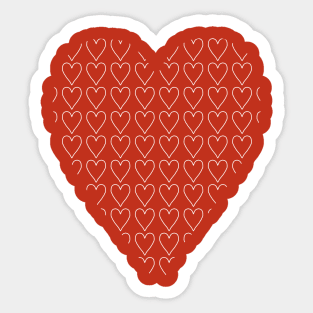 White Valentines Day Heart Line Full of Hearts Sticker